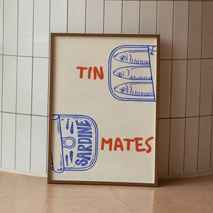 Sardines Poster,  &#39;Tin Mates&#39; Sardines Wall Art, Coastal Wall Art, Sardines Wall Decor, Sardines Art