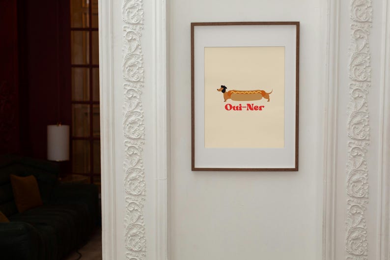 Söt taxposter, Oui-Ner-poster, wienerhundposter för djurälskare, rolig hundväggkonst bild 6