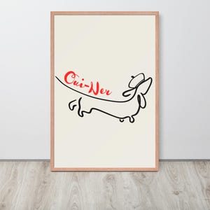 Framed Daschund Poster, Funny 'Oui-Ner' Poster of Daschund, Gift for Daschund Lover, Framed Dog Poster of Weiner Dog