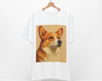 Corgi Shirt for Dog Lovers, Cute Corgi Portrait Tee, Pet Lover Gift, Welsh Corgi T-Shirt, Animal Art Graphic Tee for Women & Men