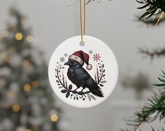 Gothic Rabe Ornament, Gothic Weihnachtsbaumschmuck, Gothic Rabe Geschenk für sie, Gothic Wohnkultur, Keramik Krähe für Gothic Liebhaber