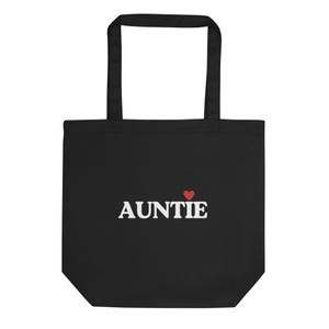 Auntie Tote Bag, New Auntie Gift, Auntie Birthday, Auntie Present, Favorite Auntie, Black Tote Bag for Auntie