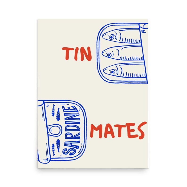 Sardines Poster,  'Tin Mates' Sardines Wall Art, Coastal Wall Art, Sardines Wall Decor, Sardines Art