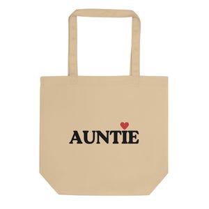 Cute Auntie Tote Bag,  New Auntie Gift, Auntie Birthday, Auntie Present, Favorite Auntie, Black Tote Bag for Auntie