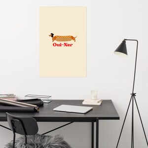 Söt taxposter, Oui-Ner-poster, wienerhundposter för djurälskare, rolig hundväggkonst bild 8