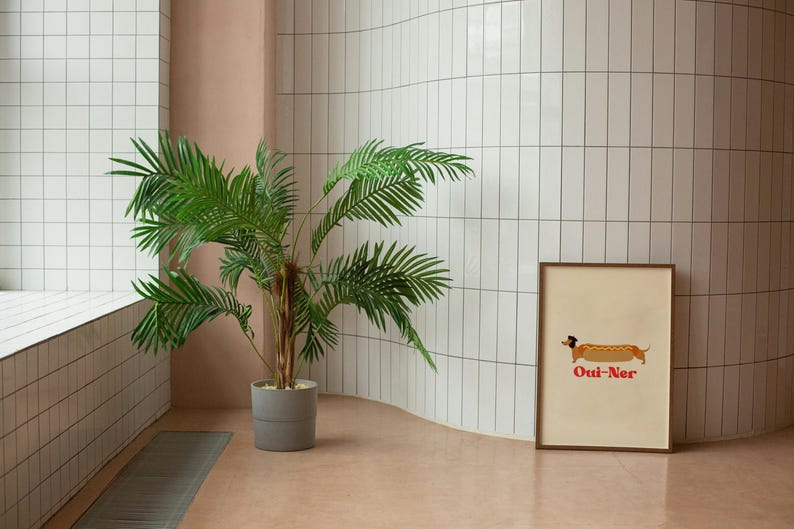 Söt taxposter, Oui-Ner-poster, wienerhundposter för djurälskare, rolig hundväggkonst bild 1