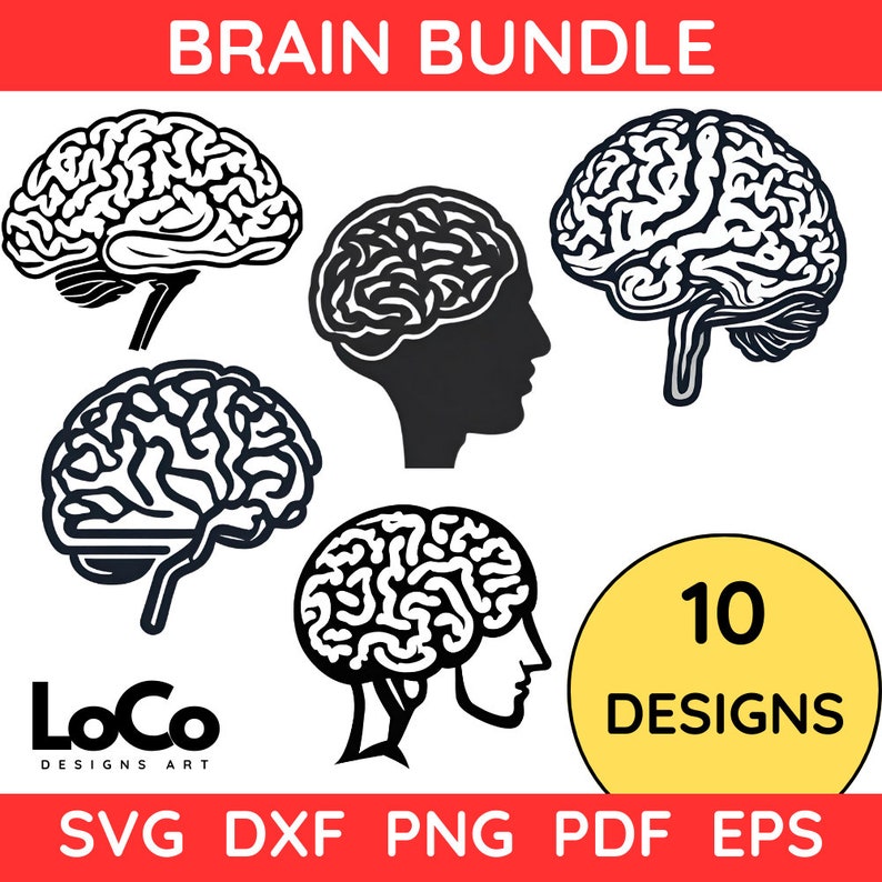 Brain Pattern Dxf Brain SVG Bundle, Brain SVG, Brain Clip Art, Brain Designs - Instant ...