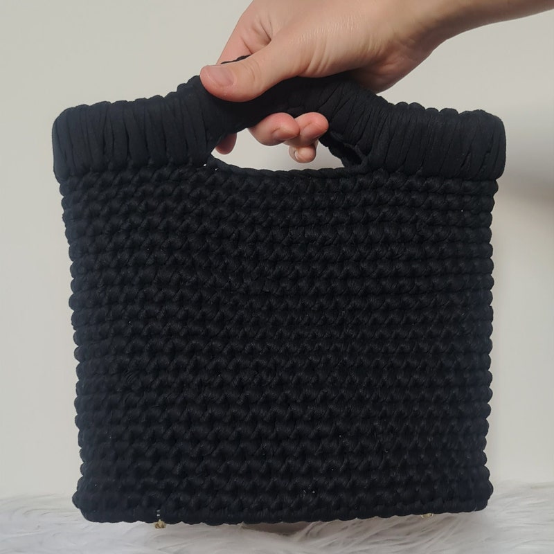 Black Crochet Bag – Handmade with Tassels