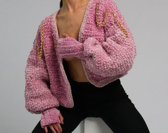 Crochet jacket, Crochet jacket for woman, gift for woman, jacket for woman, autumn clothing, pink jacket, jacket for autumn, autumn jacket