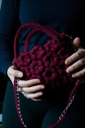 Crochet burgundy flower handbag, elegant bag for wedding, shoulder bag for woman, classy woman bag, gift for wife, cute handbag for women product logo