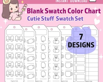 Kawaii Shapes Blank Color Chart Swatch Template | Cutie Stuff Set ...