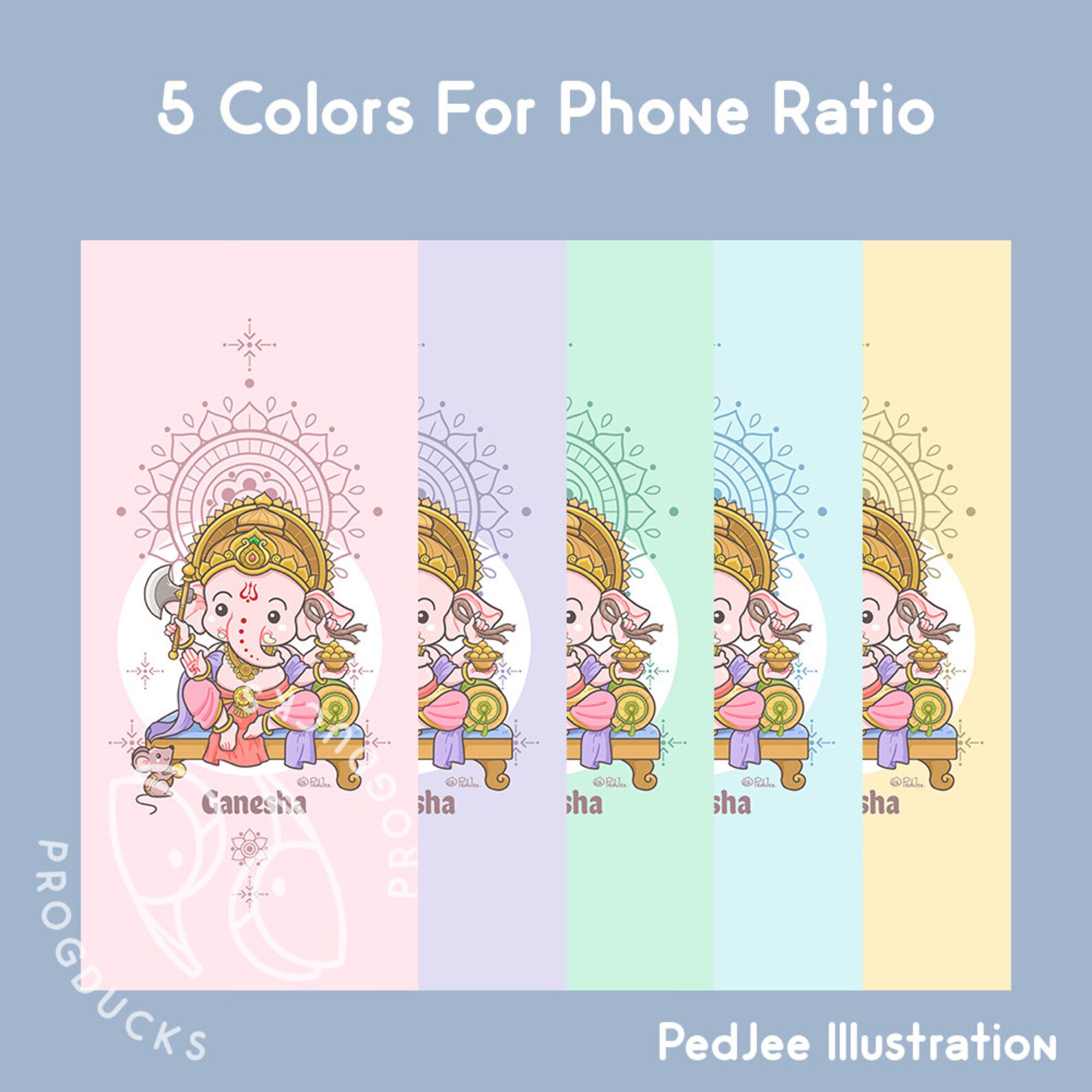 Cute Hindu Gods Wallpaper | Chibi Ganesha | Cute Digital Wallpaper | 5 ...
