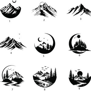 18 Mountain SVG Bundle! Mountain png, Landscape svg, Mountain Silhouette, Mountain Clipart, Outdoor svg, laser file, explore svg, moon svg