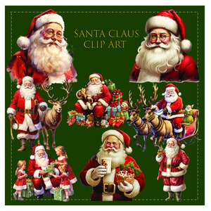Aquarell Weihnachtsmann Clip Art kostenlose kommerzielle Nutzung, Weihnachten Clip Art 40 PNG Bundle, digitaler Download, kein Hintergrund