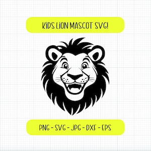 Lion Mascot SVG for kids elementary school! Cute lion svg, lion png, lion face svg, baby lion svg, lion head svg, cut files for Cricut lions