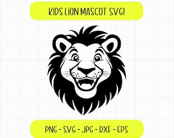 Lion Mascot SVG for kids elementary school! Cute lion svg, lion png, lion face svg, baby lion svg, lion head svg, cut files for Cricut lions