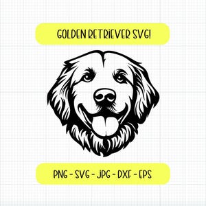 Golden Retriever Face SVG: Dog Clipart, Cricut Cut File (Digital Download)