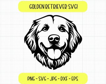 Cara de golden retriever SVG: Clipart de perro, archivo de corte de Cricut (descarga digital)