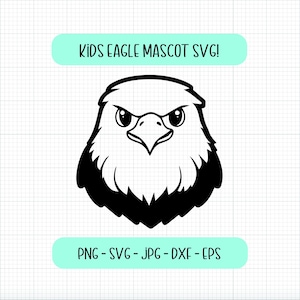 Eagle Mascot SVG for kids elementary school! Cute eagle svg, eagle png, American eagle, baby eagle svg, eagle head svg, cut files for Cricut