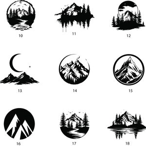18 Mountain SVG Bundle! Mountain png, Landscape svg, Mountain Silhouette, Mountain Clipart, Outdoor svg, laser file, explore svg, moon svg