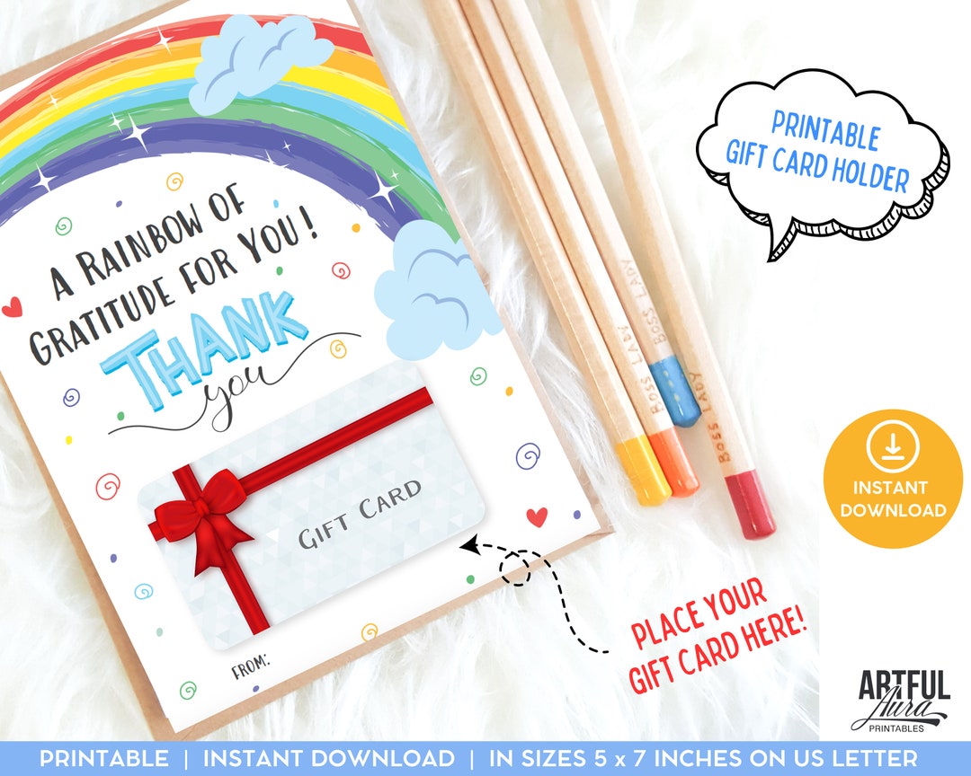 Teacher Appreciation Gift Card Printable, Last Day School Gift Teacher ...