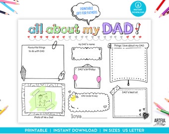 1st Fathers Day Gift From Kids Interview, All About My Dad Printable, fathers day gift from son, daughter, facts about Dad Questionnaire