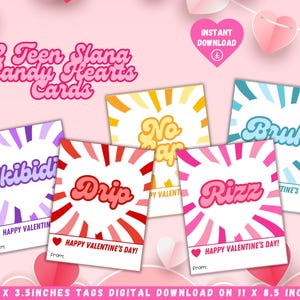 Slang Valentine&#39;s Day Cards for Kids, Gen Z Alpha Teen Tween Printable Classroom Valentine, School Valentines, Middle Schooler, For Teenager