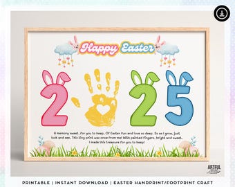 Easter Handprint Craft 2025, Memory Keepsake Craft, Bunny Handprint DIY Activity for kids children baby toddler daycare classroom activity