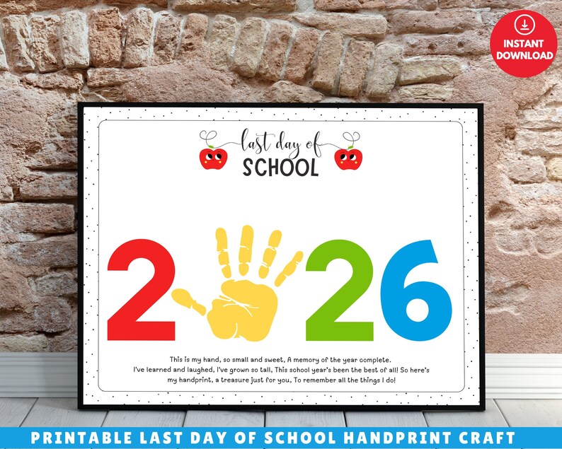 Last Day of School Handprint Craft 2026, End of Year Preschool ...