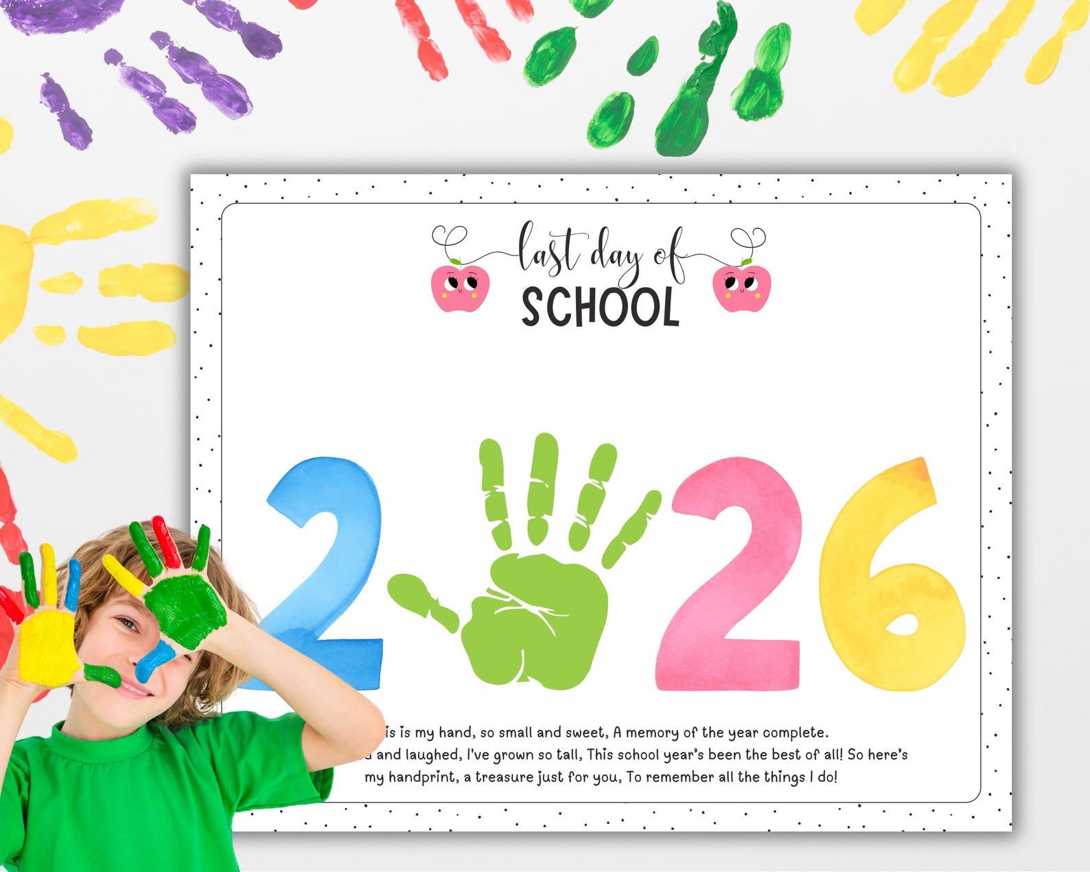 Last Day of School Handprint Craft, Preschool Graduation Keepsake Art ...