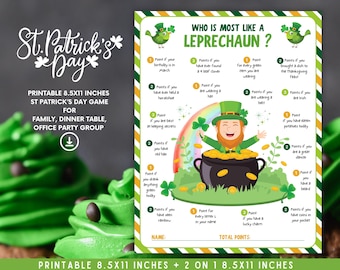 Who is Most Like a Leprechaun Game, St. Patrick's Day Printable Party Activity (Digital Download)