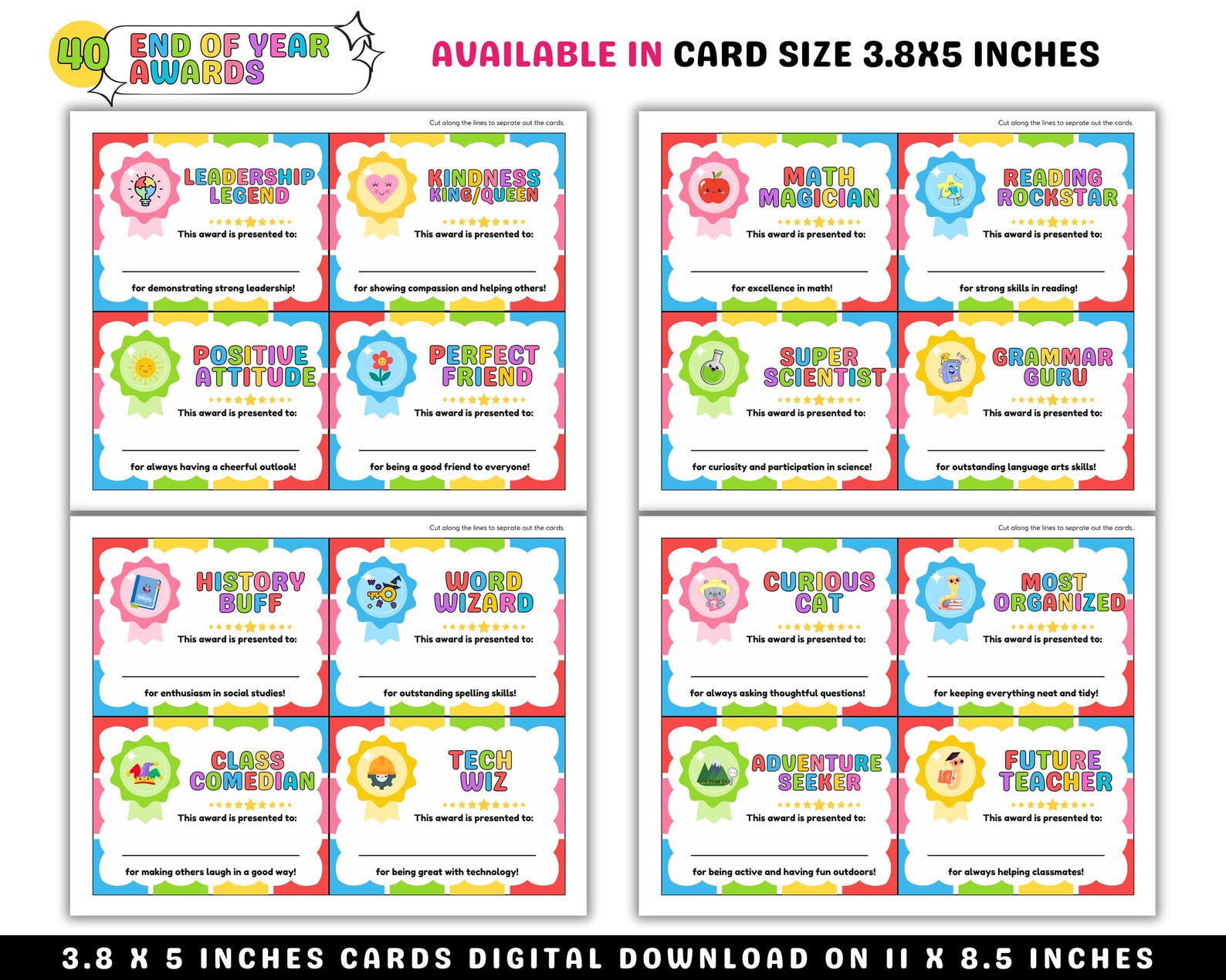 Classroom End of Year Awards, Printable Student Certificates, Printable ...