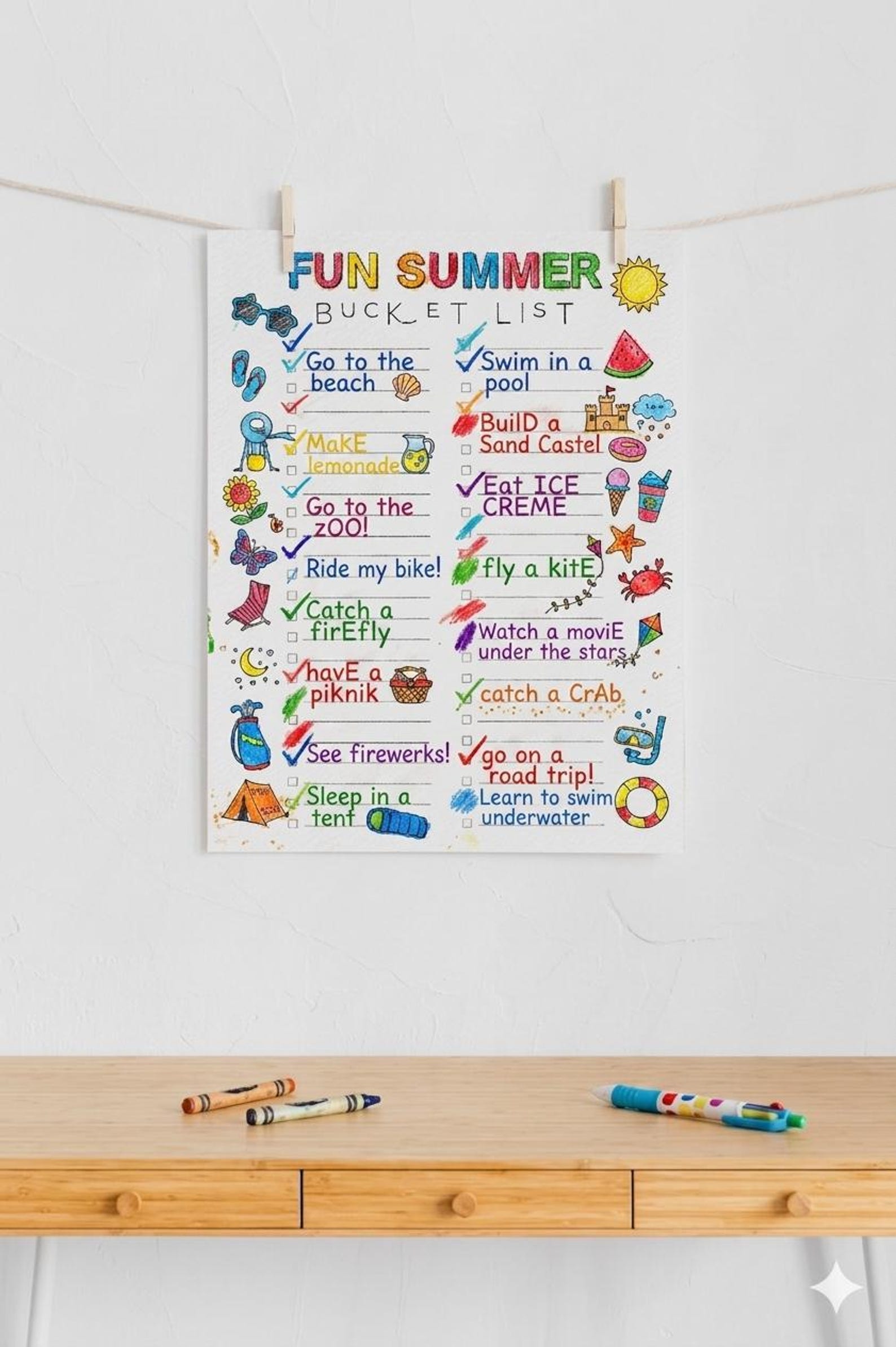 Summer Bucket List Activities, Family Planner, Printable Checklist, Fun ...