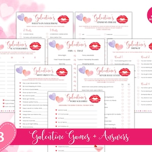 Galentines Day Spiele zum ausdrucken Erwachsene Galentine's Day Party Bundle Damen Nacht Spielideen Mädchen Nacht im Spiel Bundle Red Galentine Day