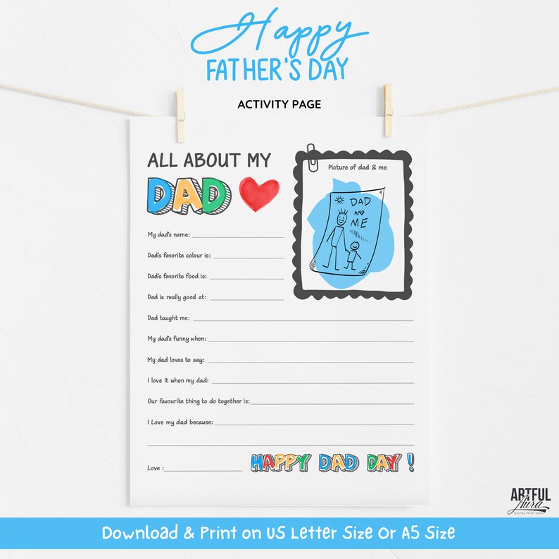 Beautifully designed template allows children to express their love and admiration for their father in a unique and personal way.