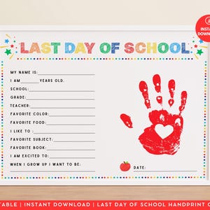 Last Day of School Handprint Art: DIY Graduation Keepsake (Digital Download)