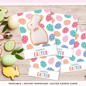 Carte à biscuits d'objets de Pâques, panier de cadeaux de Pâques, appâts lapin, carte à biscuits coeur oeuf de Pâques imprimable, mini cartes de biscuits, décoration de sac de cadeaux