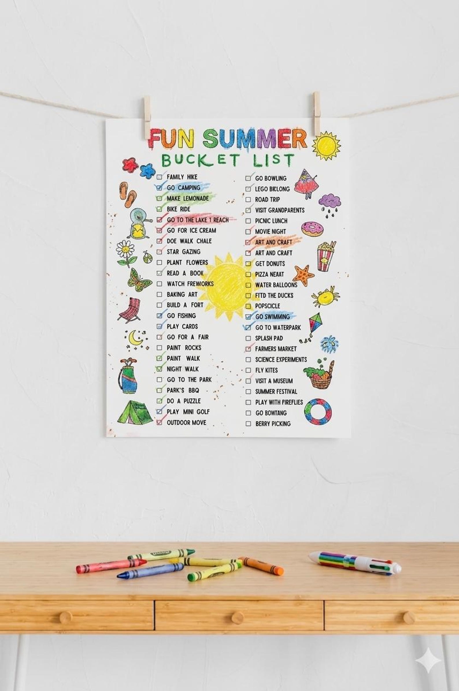 Summer Bucket List Activities, Family Planner, Printable Checklist, Fun ...