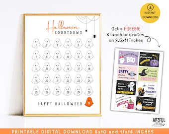 Halloween Countdown Calendar, Halloween Advent, Halloween Countdown, Halloween Activity, Printable Halloween Advent Countdown Calendar Decor