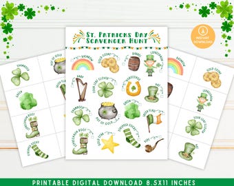 St Patrick's Day Scavenger Hunt, St. Patrick's Day Game, Printable Scavenger Hunt, Kids Activity, Hunt Game, St Patricks Day Kids Game