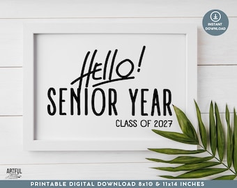 First Day of Senior Year Sign, First Day of 12th Grade Sign, Class of 2027 Instant download, Senior Back to School Sign Chalkboard Printable