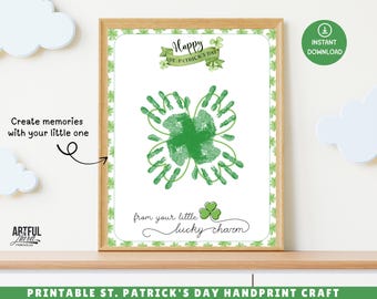 St. Patrick's Day Handprint Craft Art, Kids Keepsake Activity (Digital Download)