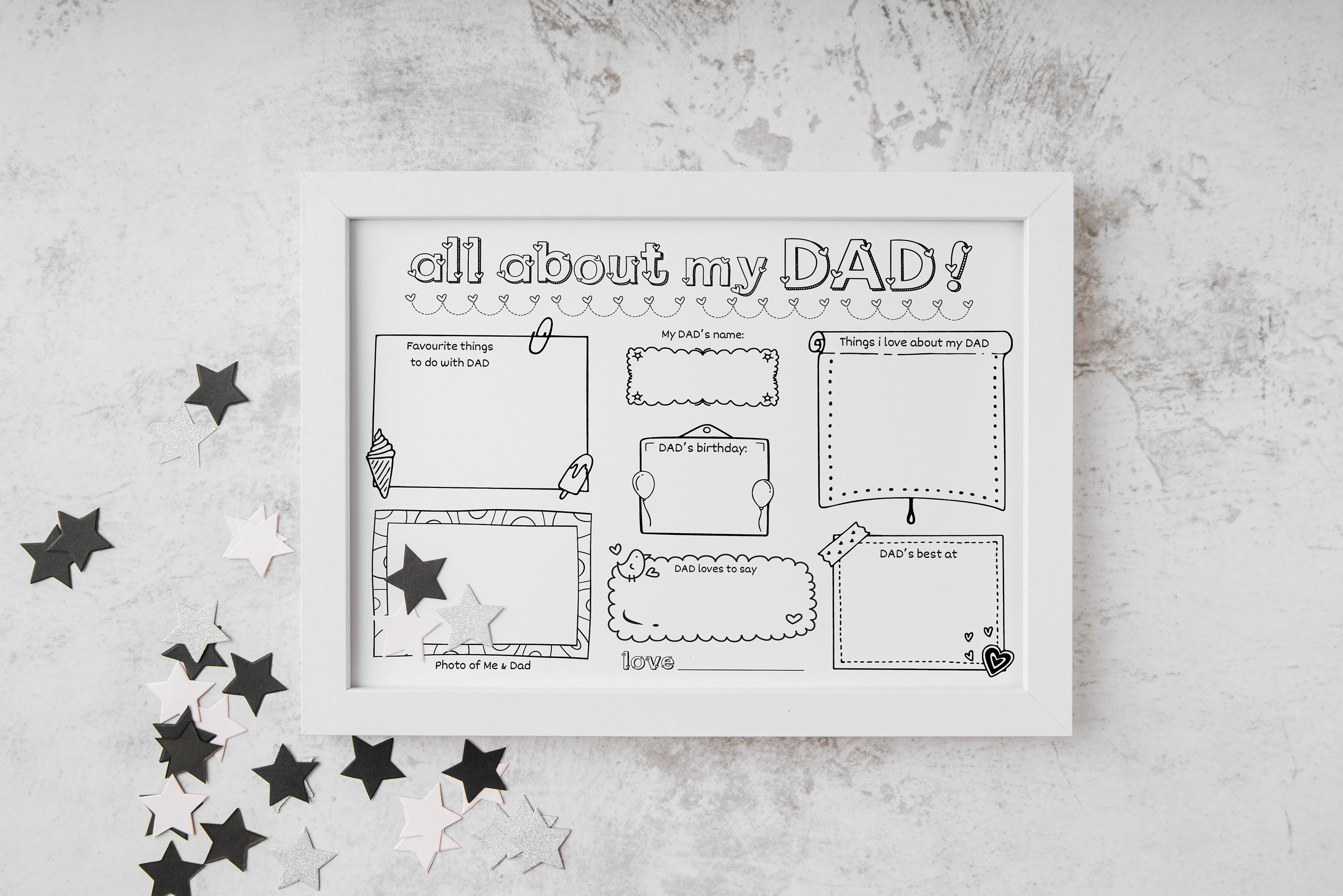 1st Fathers Day Gift From Kids Interview, All About My Dad Printable ...