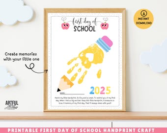 2025 First Day of School Handprint Art Keepsake, Back to School Keepsake DIY Memory Activity Teacher Classroom Preschool Handprint Art