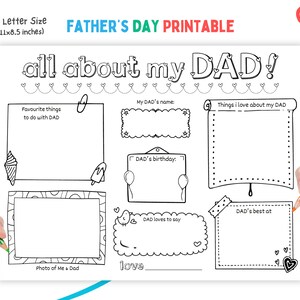 1st Fathers Day Gift From Kids Interview, All About My Dad Printable ...