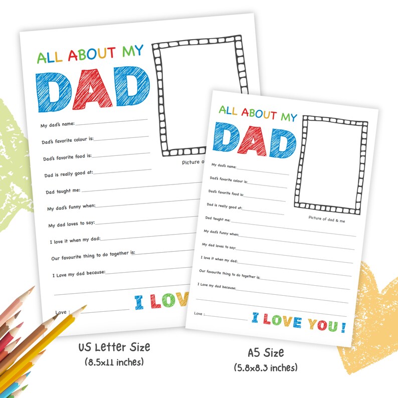 Father’s Day Interview Printable All About My Dad, Kids Fill in ...