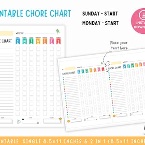Kids Chore Chart Printable, Bathroom Chore List, Weekly Checklist, Kids ...