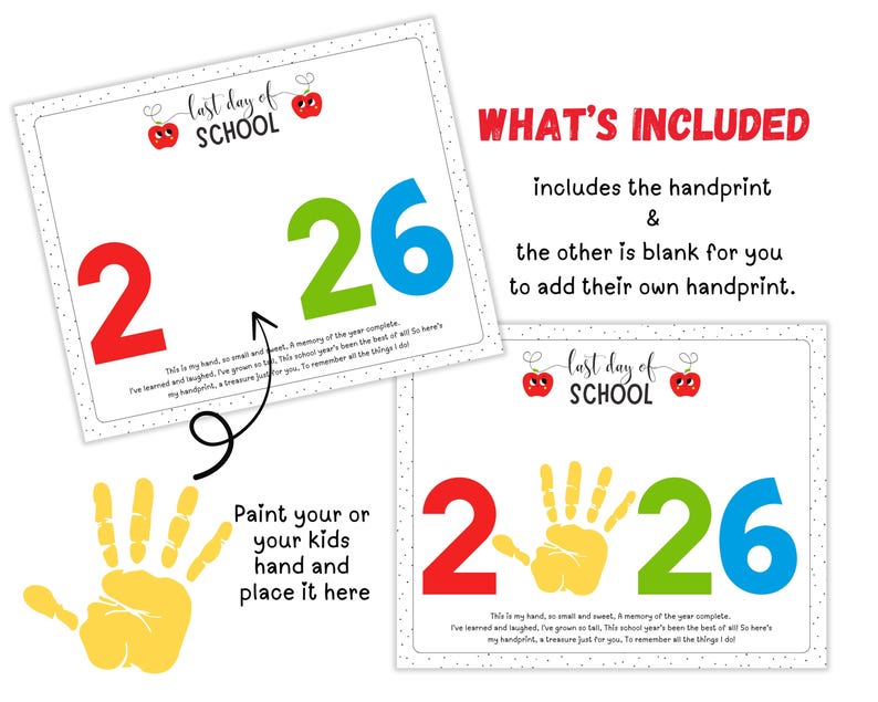 Last Day of School Handprint Craft 2026, End of Year Preschool ...