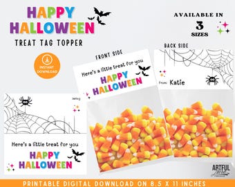 Halloween Treat Bag Topper, Halloween Tags, Halloween Candy Bag, Party Decorations, Halloween Birthday Bag Toppers, Halloween Party Favors