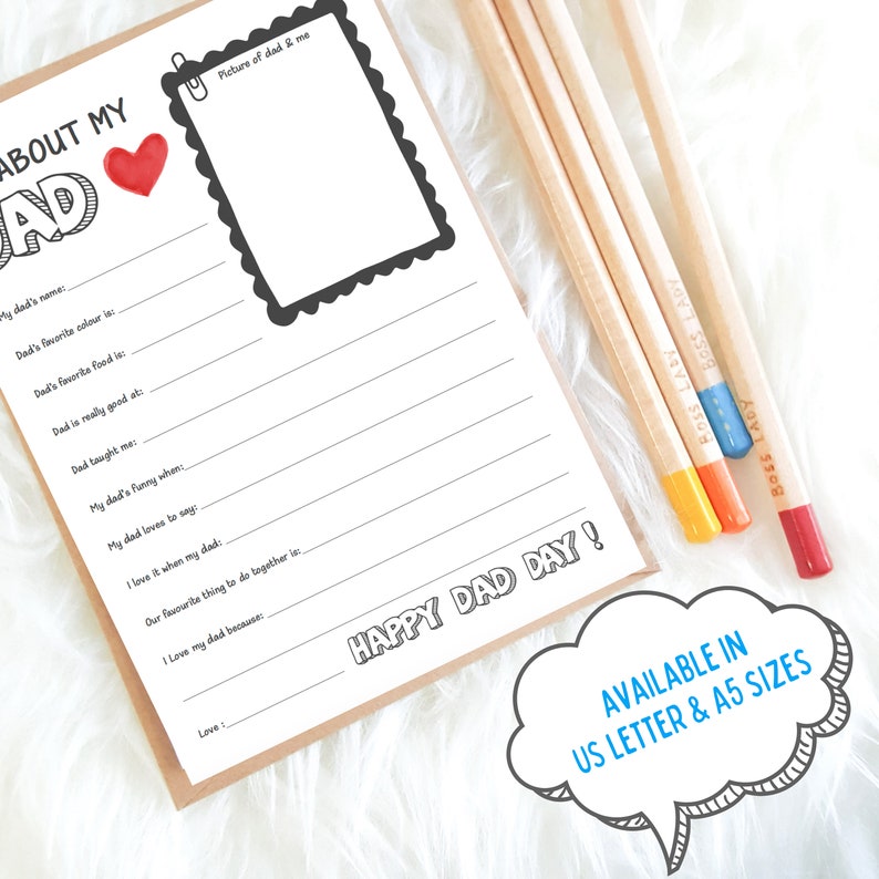 Celebrate the extraordinary bond between father and child with our All About My Dad printable! Perfect for Fathers Day, Birthdays, or any occasion honouring dad.